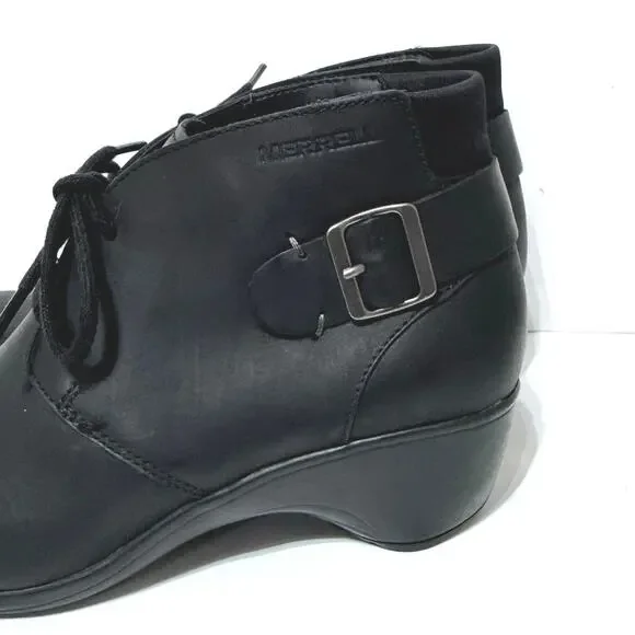 Merrell Women's Veranda Black Leather Lace Up Ankle Bootie Boots Size 7 - Picture 3 of 8